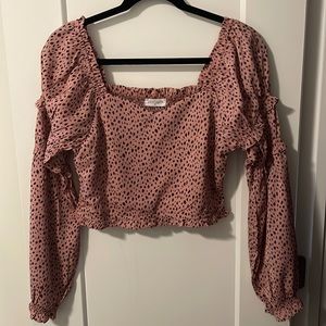 NWOT Vestique Square Neck Blush Leopard Top